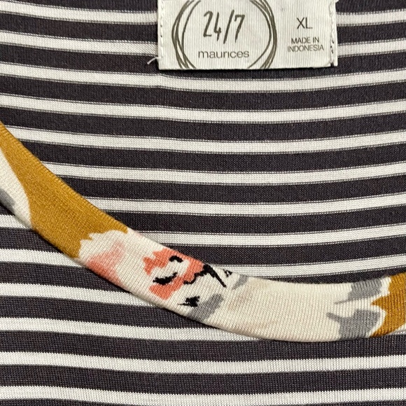 Maurices Striped Top with Floral Detail - Picture 3 of 4